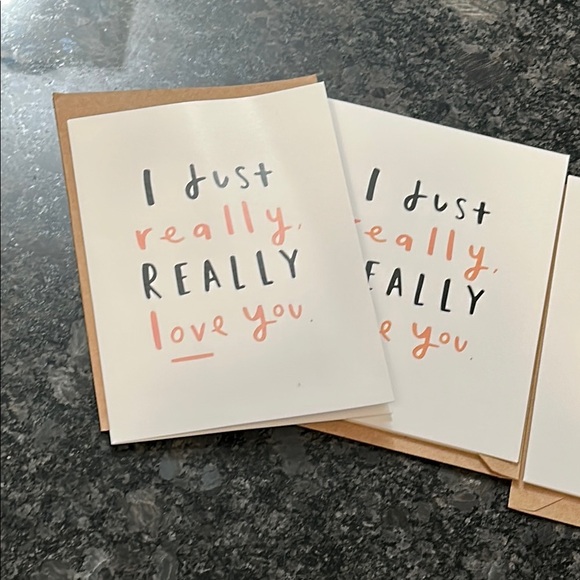 Charming Love Greeting Cards Set of 5 w/envelopes I Just Really Love You. 🥰 NWT - Picture 4 of 6